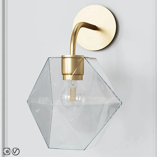 West Elm Sculptural Glass Faceted Sconce Clear